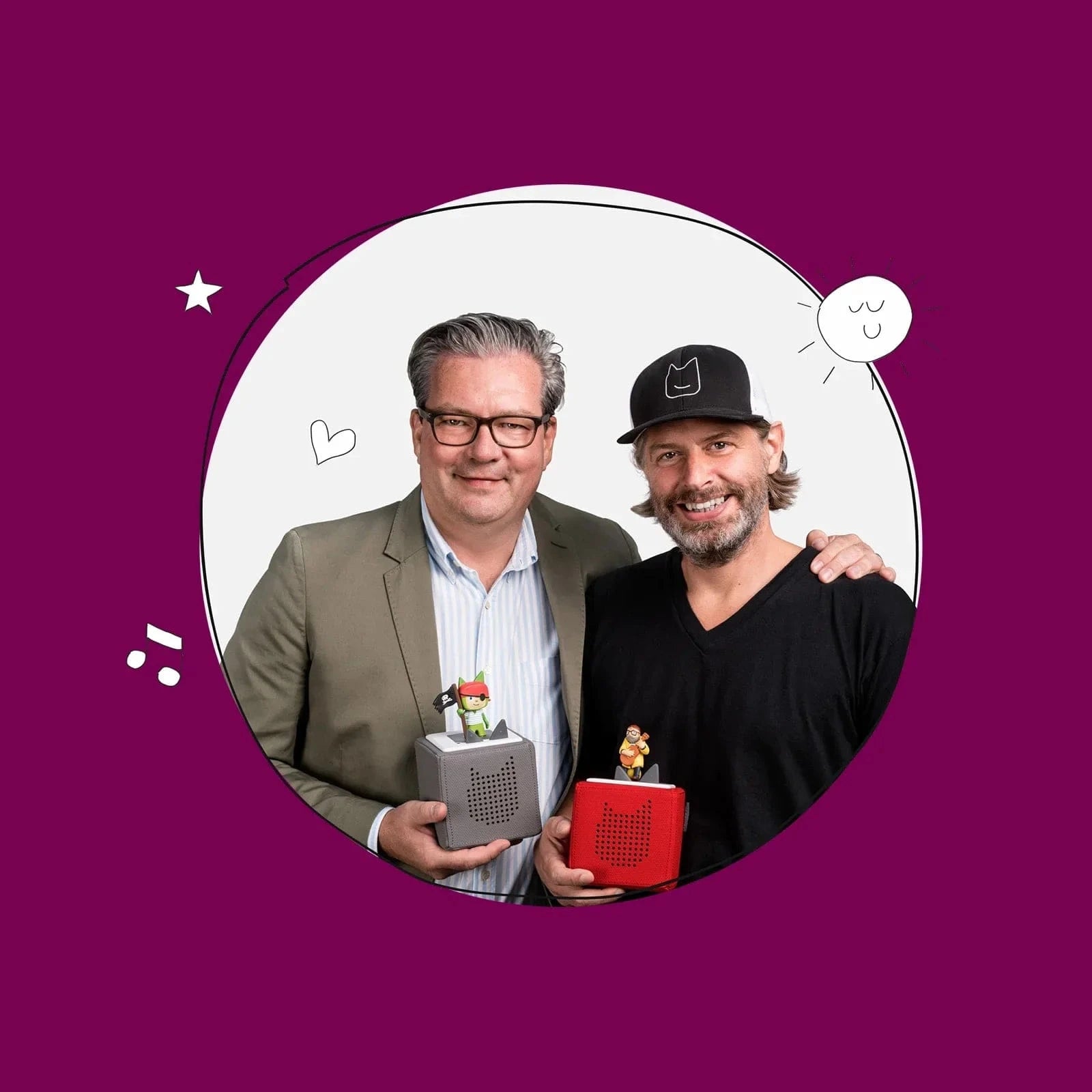 founders of tonies while holding tonieboxes