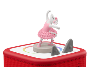 Angelina Ballerina Tonie on a red Toniebox 2 ready to play audio stories and songs