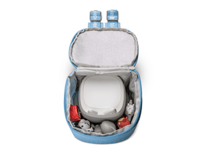 Toniebox Lite Backpack Arctic Blue with toniebox lite inside and Tonies