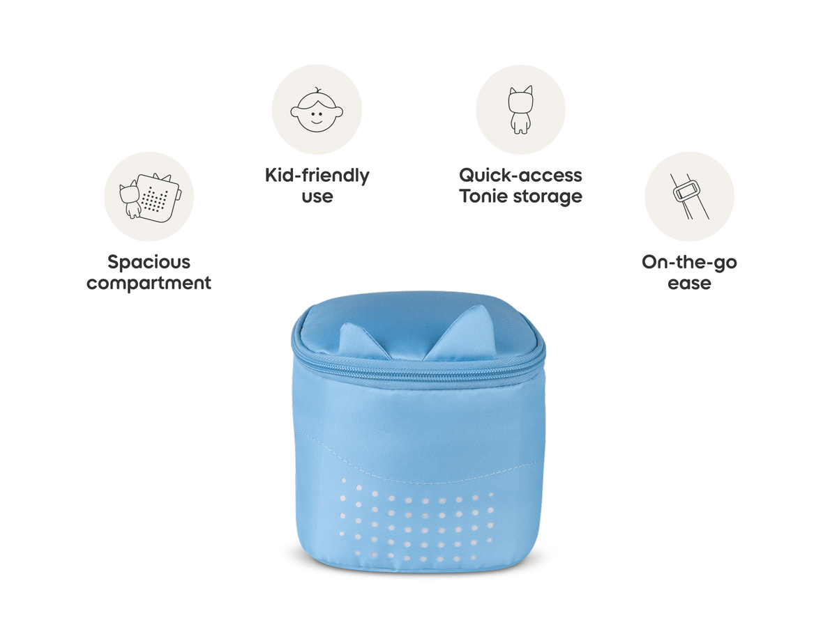 Toniebox Lite Backpack Arctic Blue with category callouts
