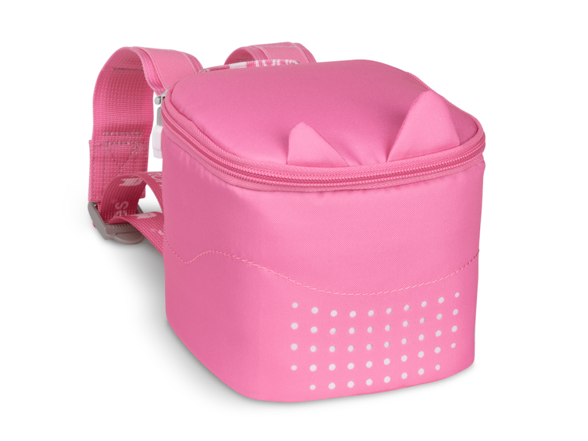 Front view of the Toniebox Lite Backpack in Berry Pink
