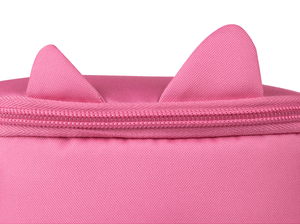 Toniebox Lite Backpack Berry Pink zoomed in view of zipper and ears