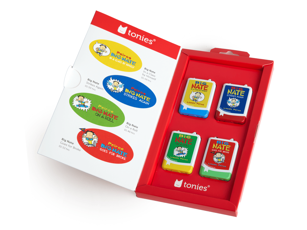 Inside view of Big Nate Audiobook Tonies - 4 Pack Packaging