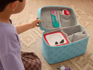 Child Playing With A Toniebox, Tonieplay And 
Toniebox All-In-One Carrying Case - Sky Blue