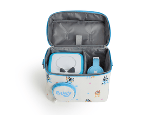 bluey carrying case with toniebox 2 and headphones inside
