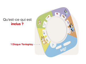 what's included in Tonieplay Bluey Your Playful Day with Bluey (French)