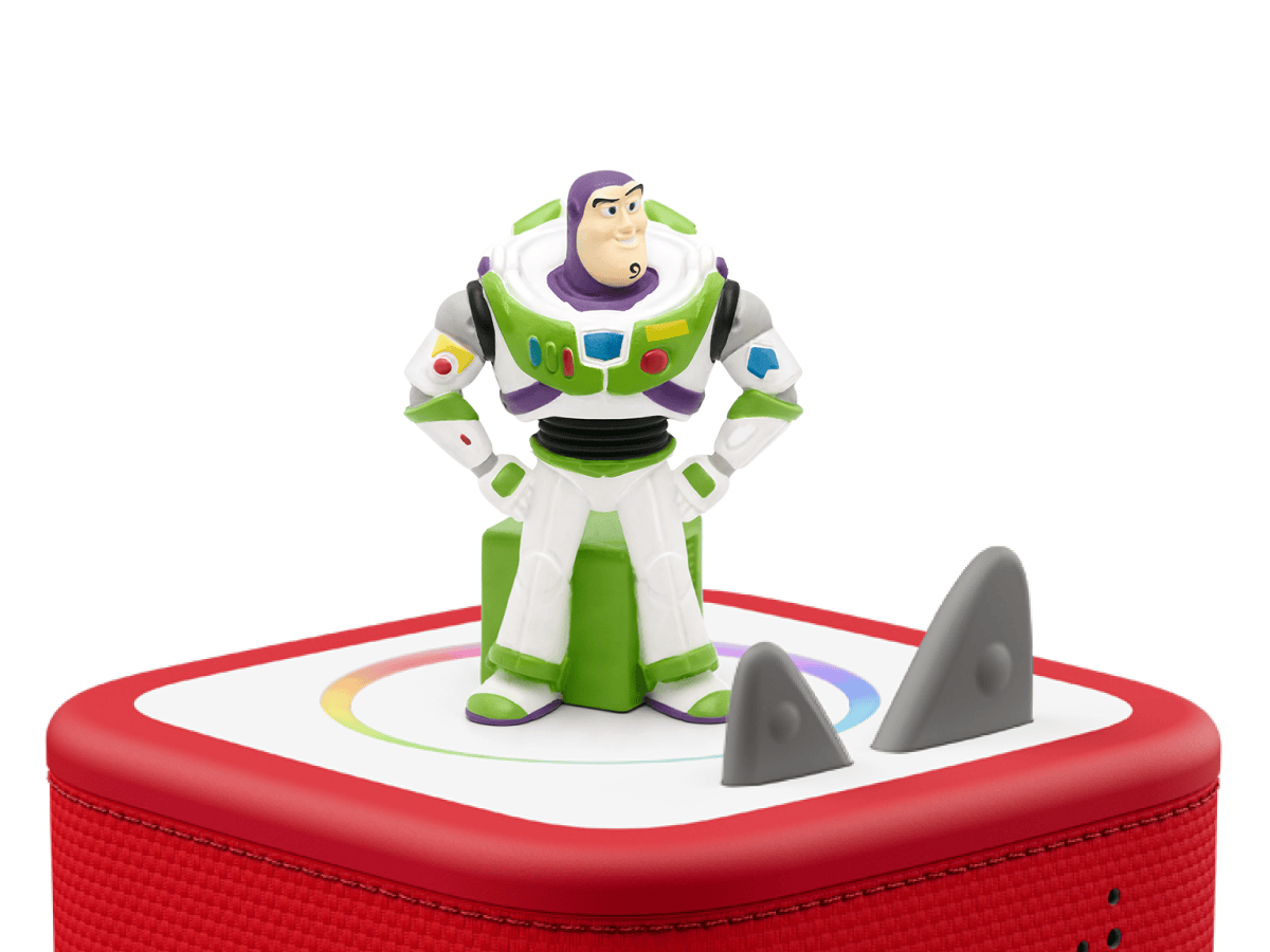 Disney & Pixar Toy Story 2: Buzz Lightyear Tonie on a red Toniebox 2 ready to play audio stories and songs