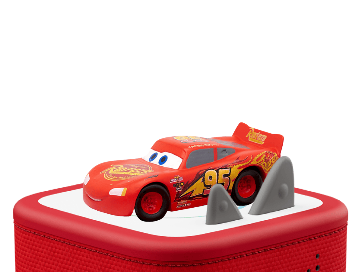 Disney & Pixar Cars: Lightning McQueen Tonie on a red Toniebox 2 ready to play audio stories and songs