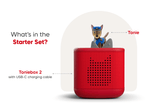 Red Toniebox 2 starter set includes Chase audio figurine and usb-c charging cable