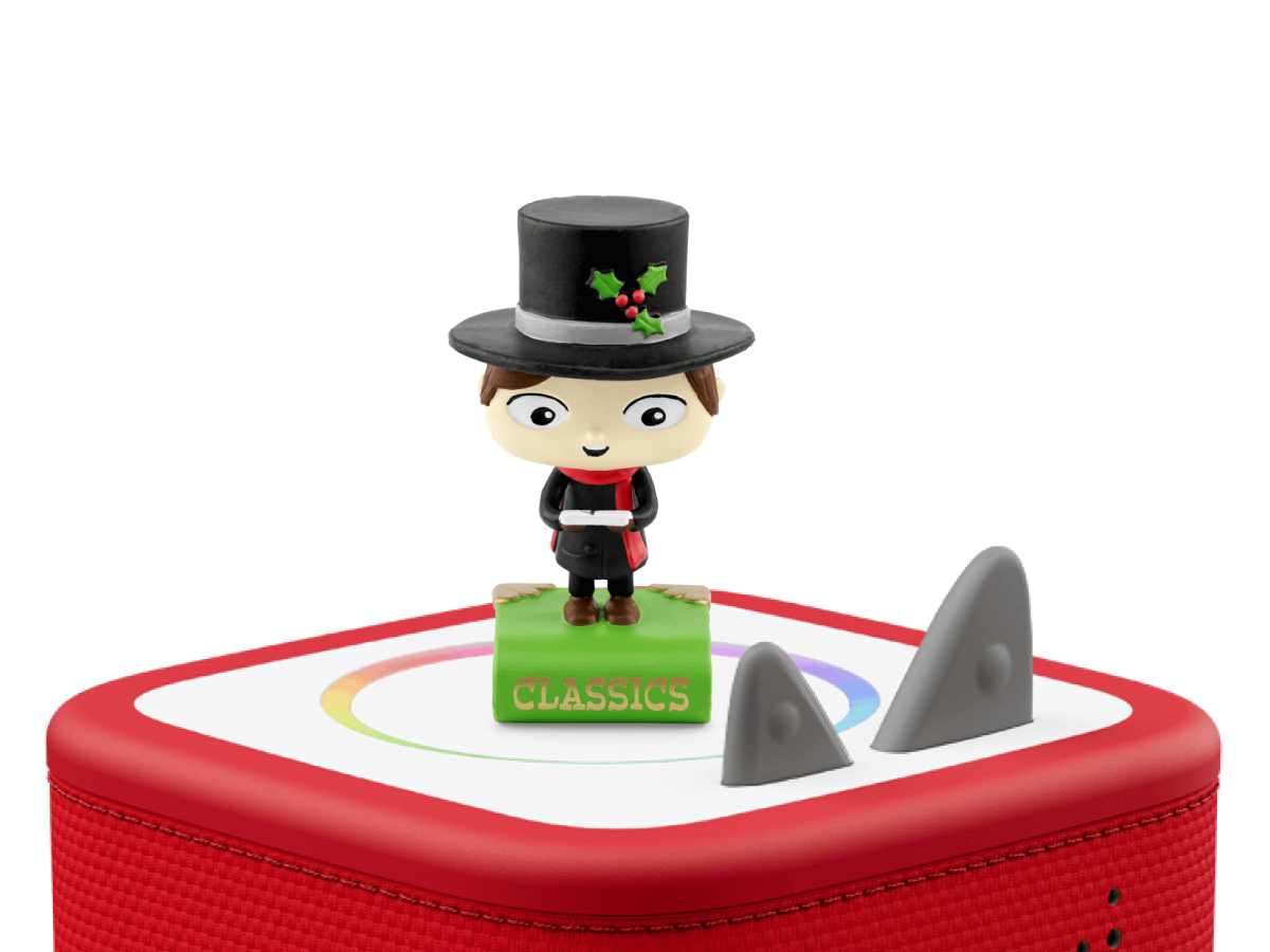 Favorite Classics: A Christmas Carol Tonie on a red Toniebox 2 ready to play audio stories and songs