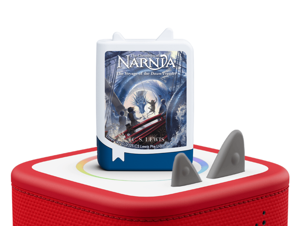 Chronicles of Narnia part 2 Audiobook Tonie on a red Toniebox 2 ready to play audio stories and songs