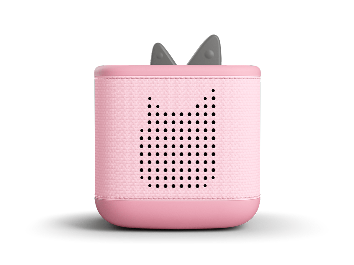 Front view of cloud pink Toniebox 2 an audio player for kids, used with Tonie audio figurines and Tonieplay games