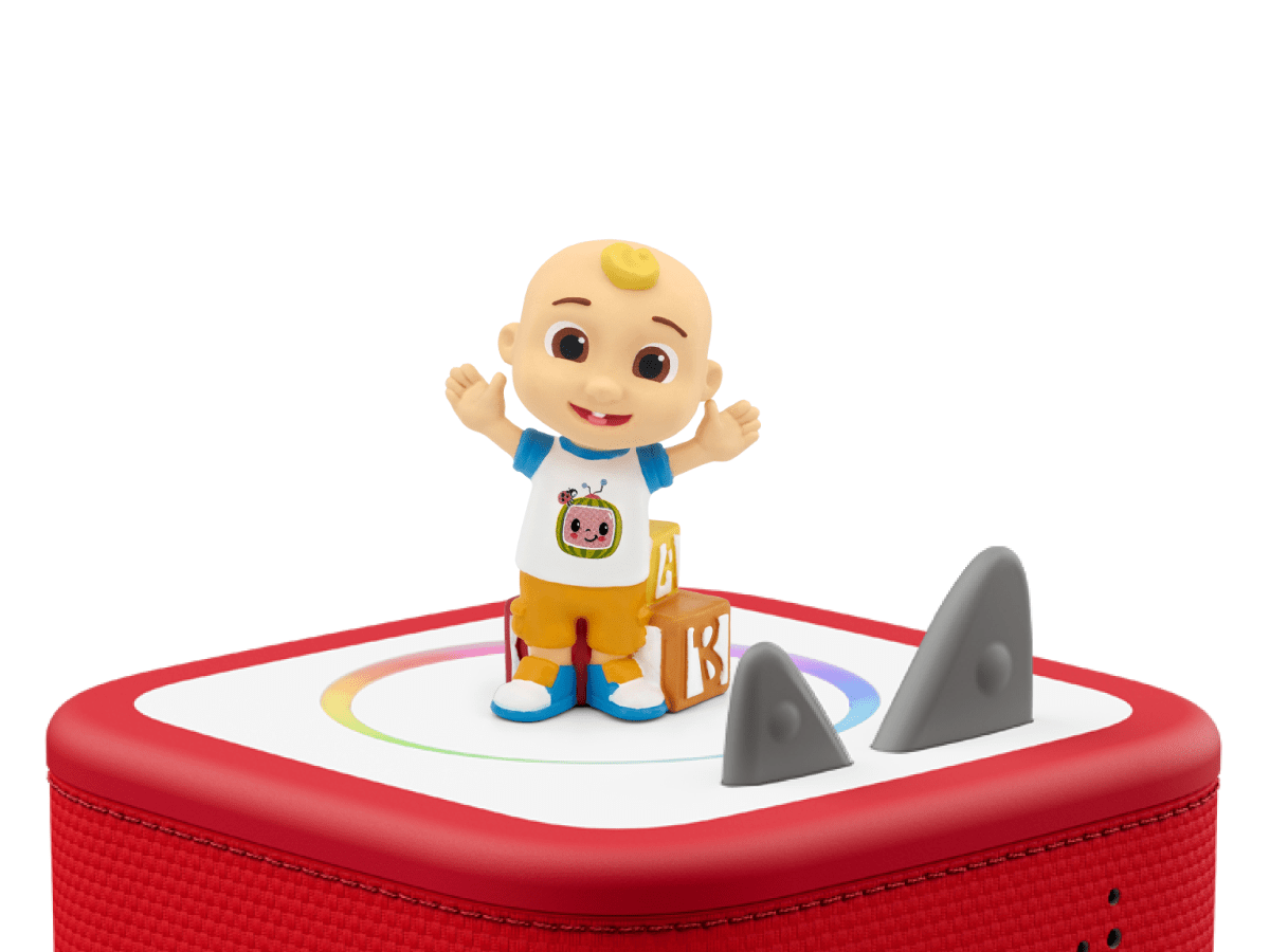 Cocomelon on a red Toniebox 2 ready to play audio stories and songs
