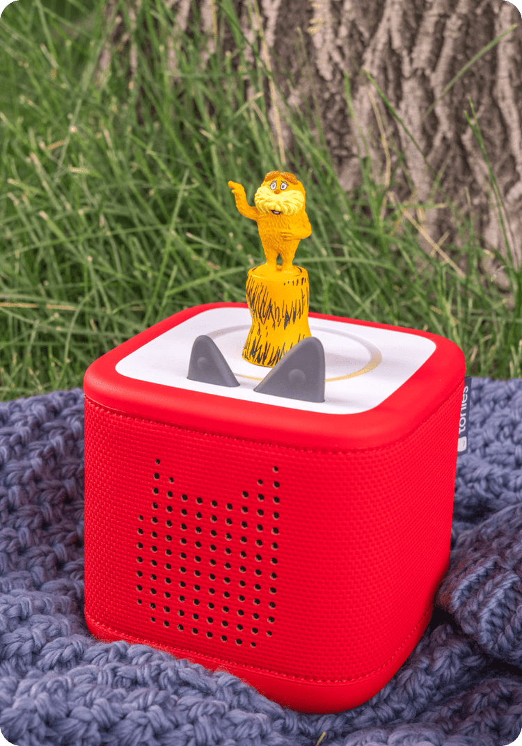 The Lorax Tonie on a red Toniebox 2