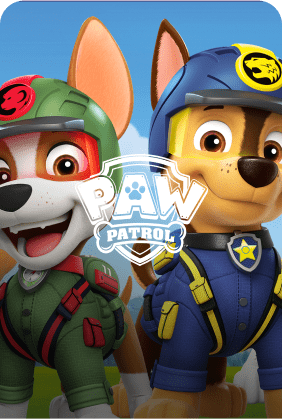 PAW Patrol logo and animated characters