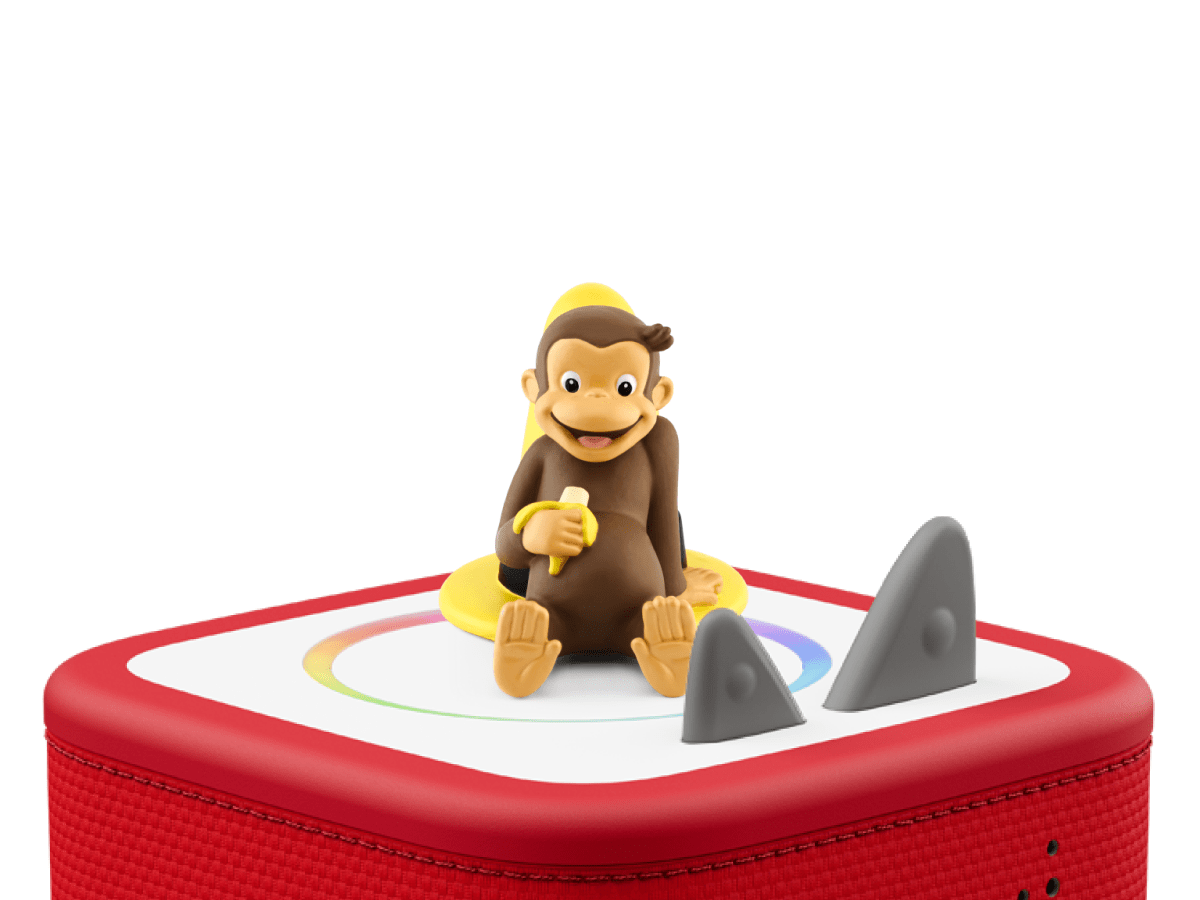 Curious George Tonie on a Red Toniebox