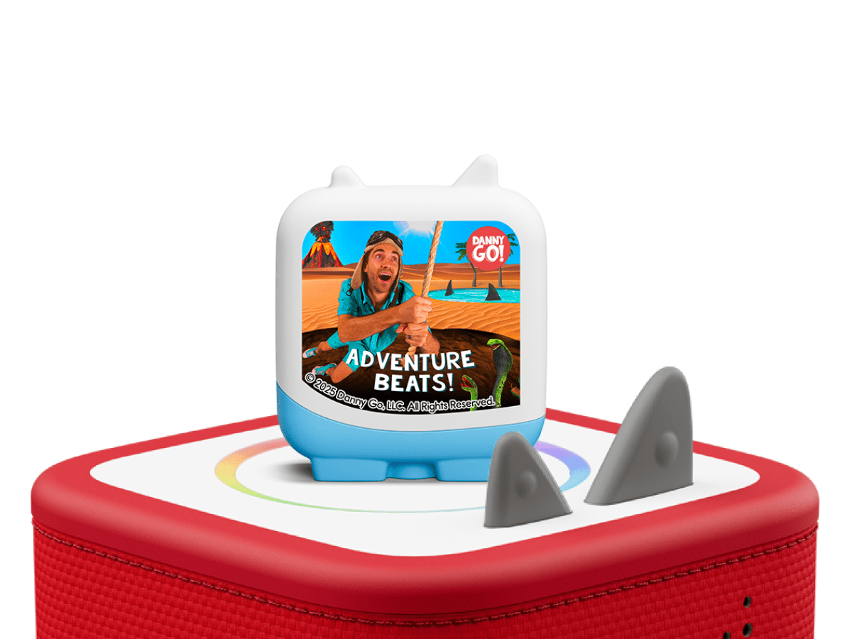 Danny Go! Adventure Beats  on a red Toniebox 2 ready to play audio stories and songs