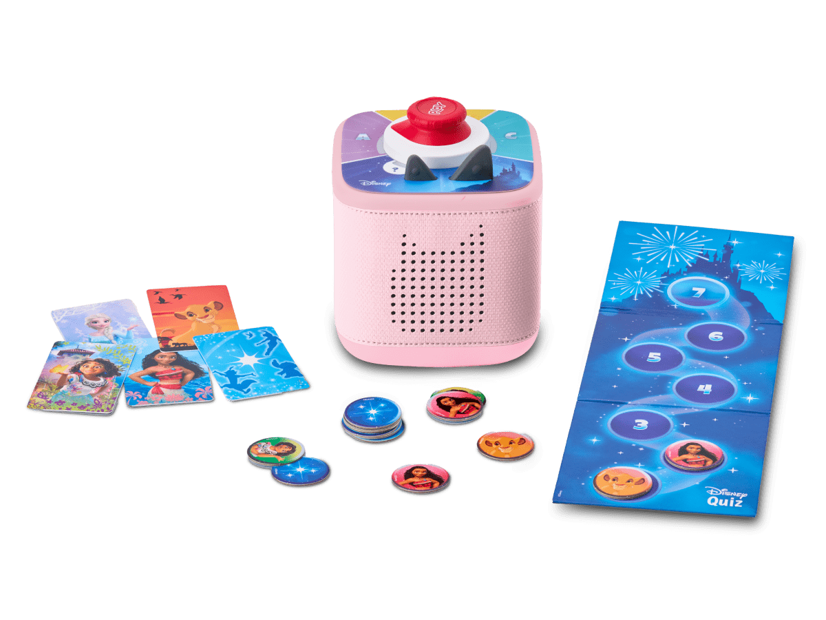 Disney game bundle with pink Toniebox 2, tonieplay controller and disney tonieplay game