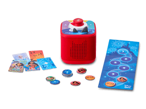 Disney game bundle with red Toniebox 2, tonieplay controller and disney tonieplay game