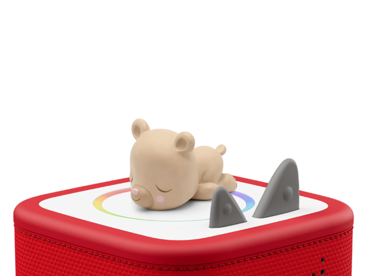 Sleepy Bear: Bedtime Story from the Sleepy Forest Tonie on a red Toniebox 2 ready to play audio stories and songs