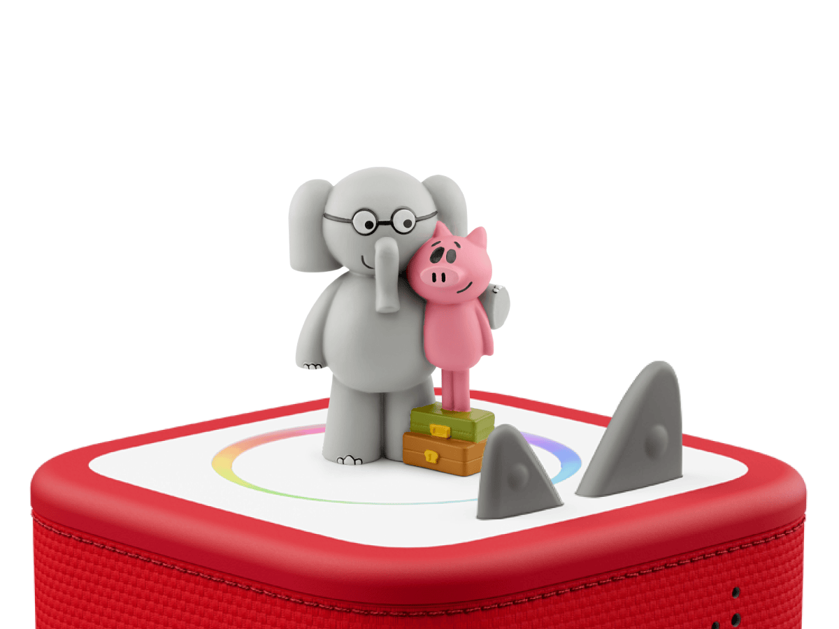 Elephant & Piggie Tonie on a red Toniebox 2 ready to play audio stories and songs