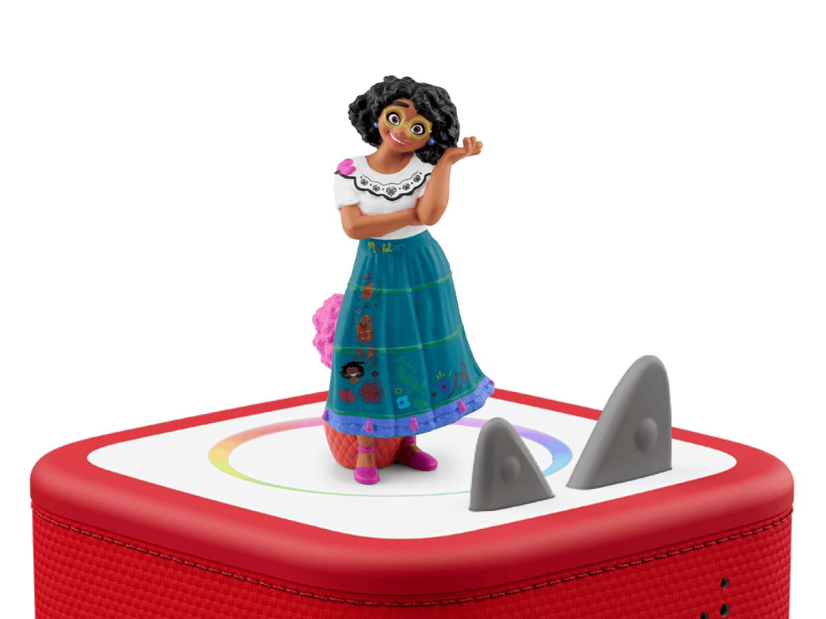 Disney Encanto Tonie on a red Toniebox 2 ready to play audio stories and songs