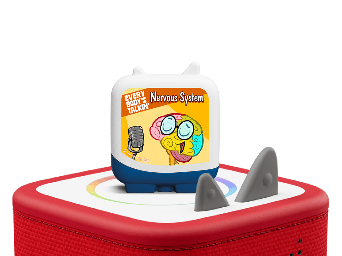 Every Body's Talkin' on a red Toniebox 2 ready to play audio stories and songs