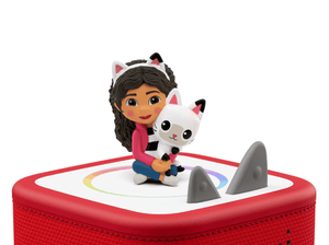 Gabby's Dollhouse Tonie on a red Toniebox 2 ready to play audio stories and songs