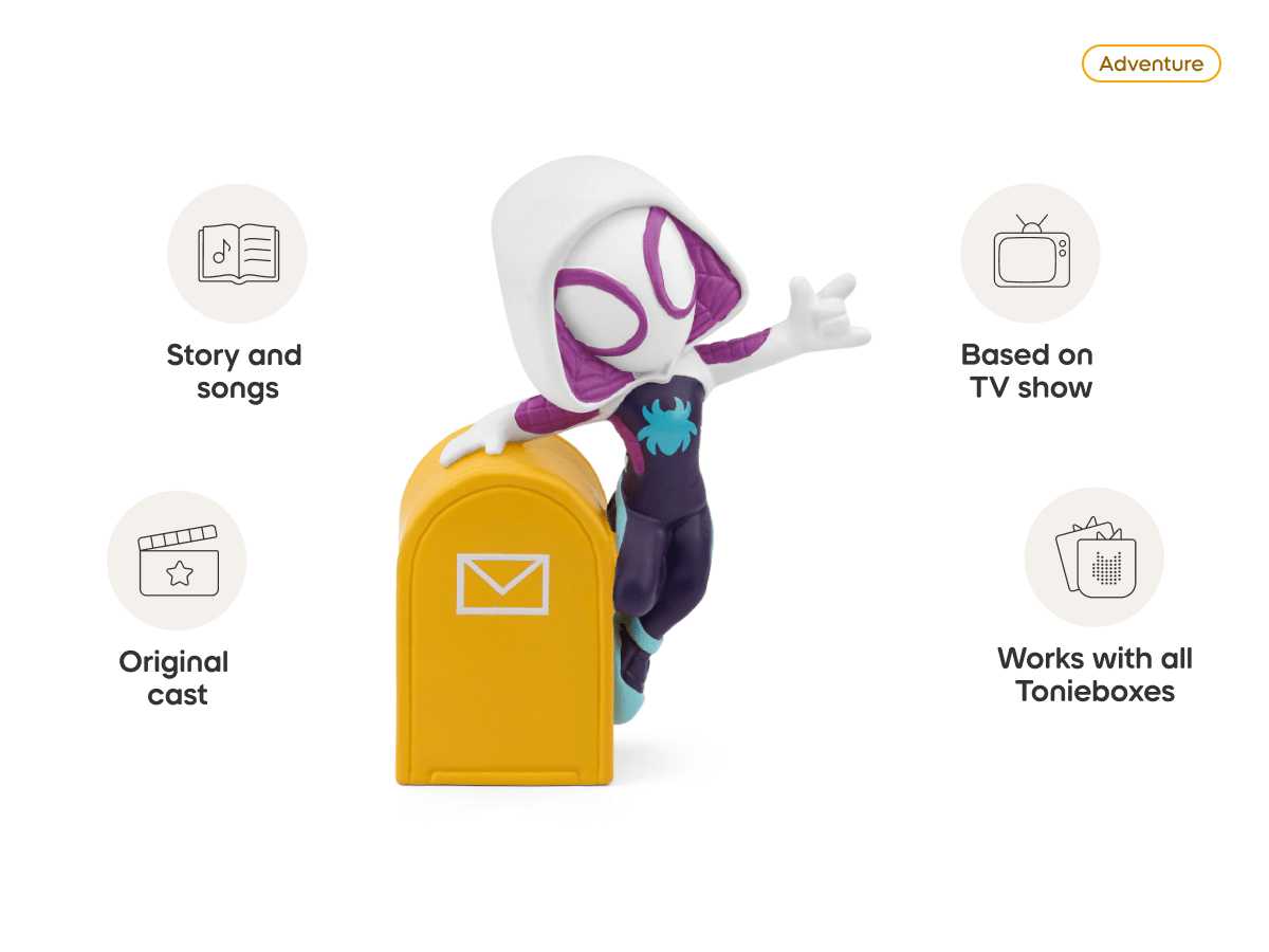 Marvel's Spidey and His Amazing Friends Ghost-Spider Tonie audio figurine, inspiring audio journeys and imaginative play