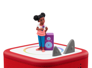 Gracie's Corner Tonie on a red Toniebox 2 ready to play audio stories and songs