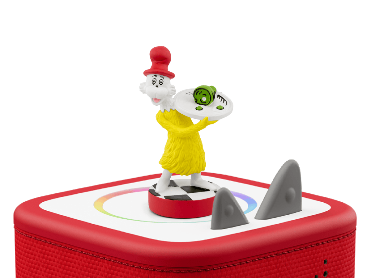 Dr. Seuss: Green Eggs & Ham Tonie on a red Toniebox 2 ready to play audio stories and songs