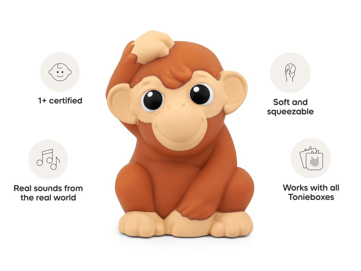 my first tonie monkey audio figurine, a My First Tonie that is soft and squeezable for kids 1+