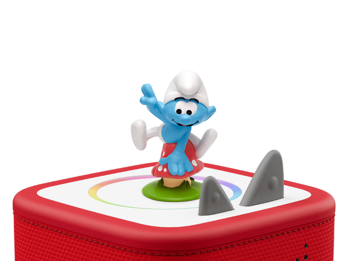 Les Schtroumpfs: L'aéroschtroumpf Tonie (Français) on a red Toniebox 2 ready to play audio stories and songs