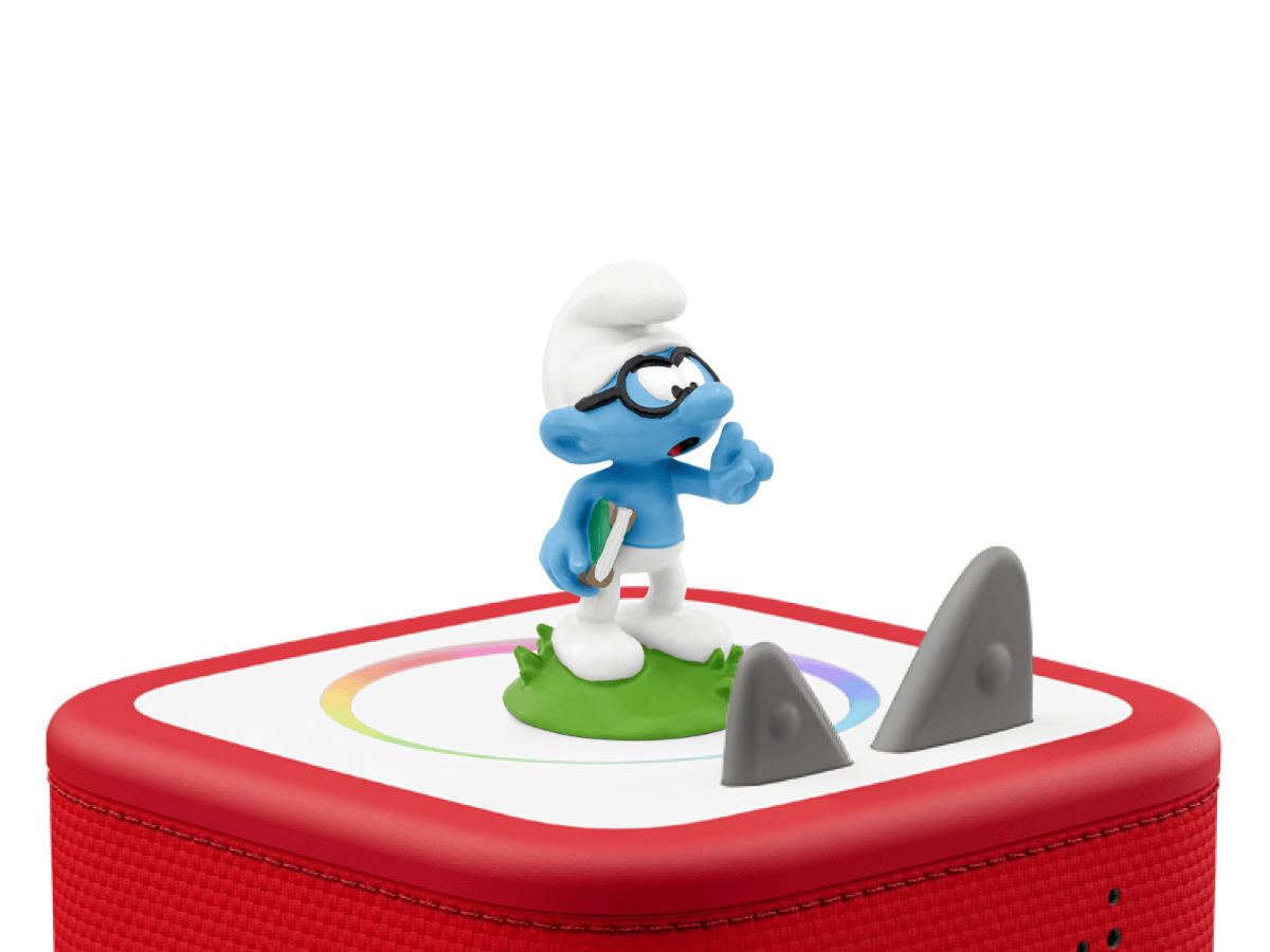 Les Schtroumpfs: Les Schtroumpfs et le livre qui dit tout Tonie (Français) on a red Toniebox 2 ready to play audio stories and songs