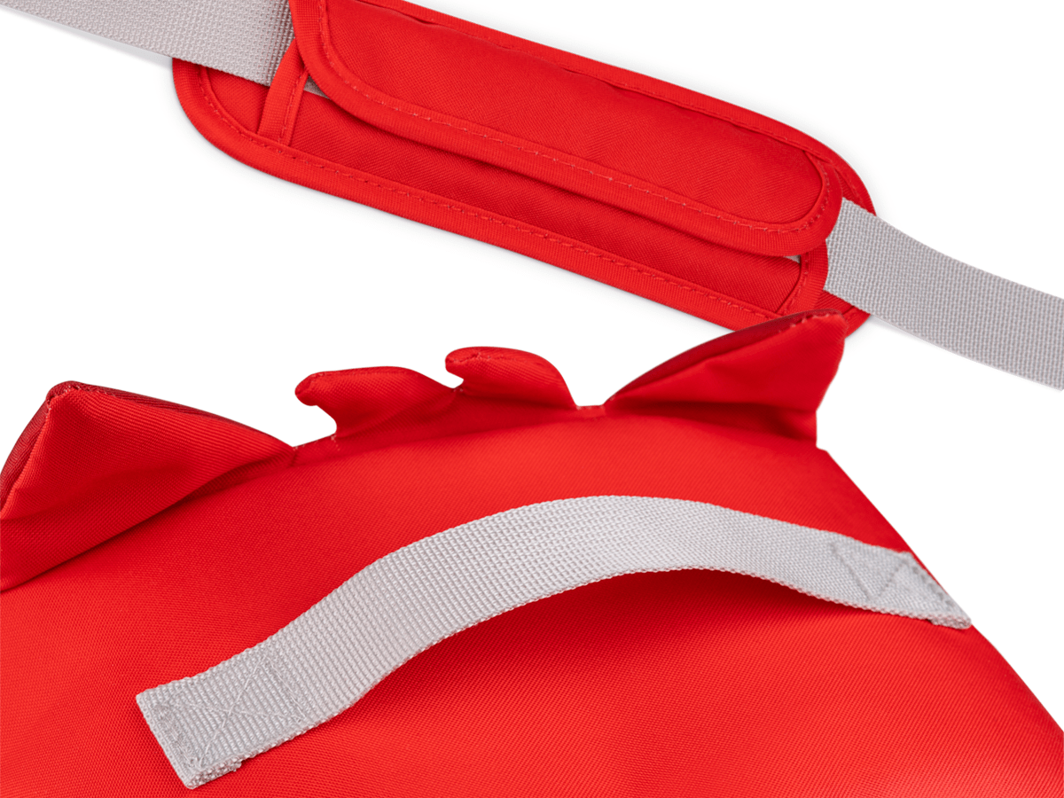 close up of strap and features of Toniebox Character Bag - Monster