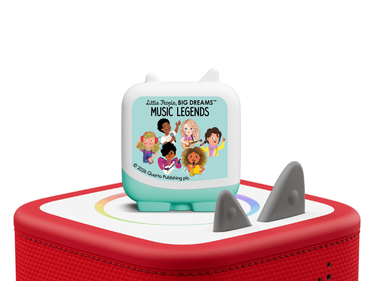 Little People Big Dreams - Music Legends Pocket Tonie on a red Toniebox 2 ready to play audio stories and songs