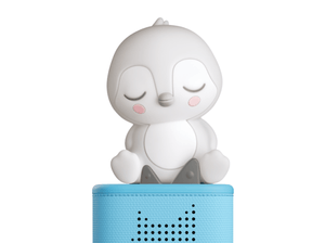 Sleepy Friends Sleepy Penguin Night Light on a red Toniebox 2 ready to play audio stories and songs