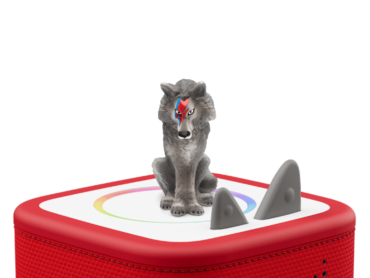 Peter & the Wolf Tonie on a red Toniebox 2 ready to play audio stories and songs