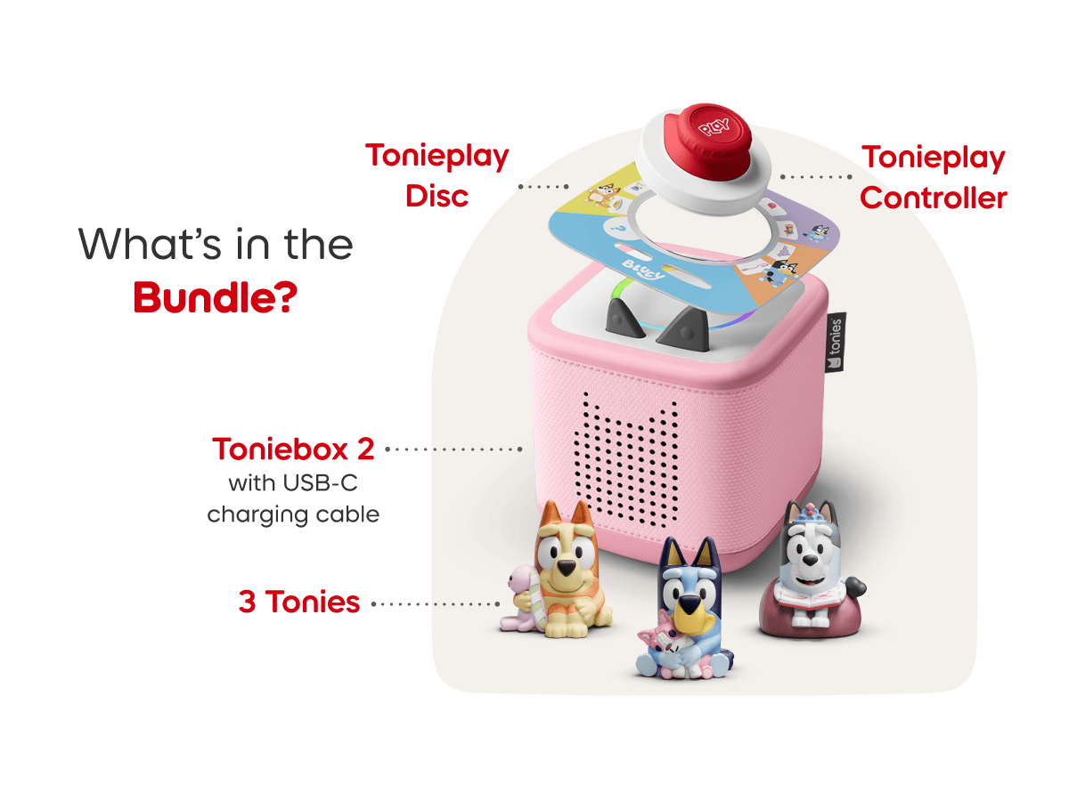 Whats included in the Bluey Toniebox 2 Cloud Pink Mega Bundle