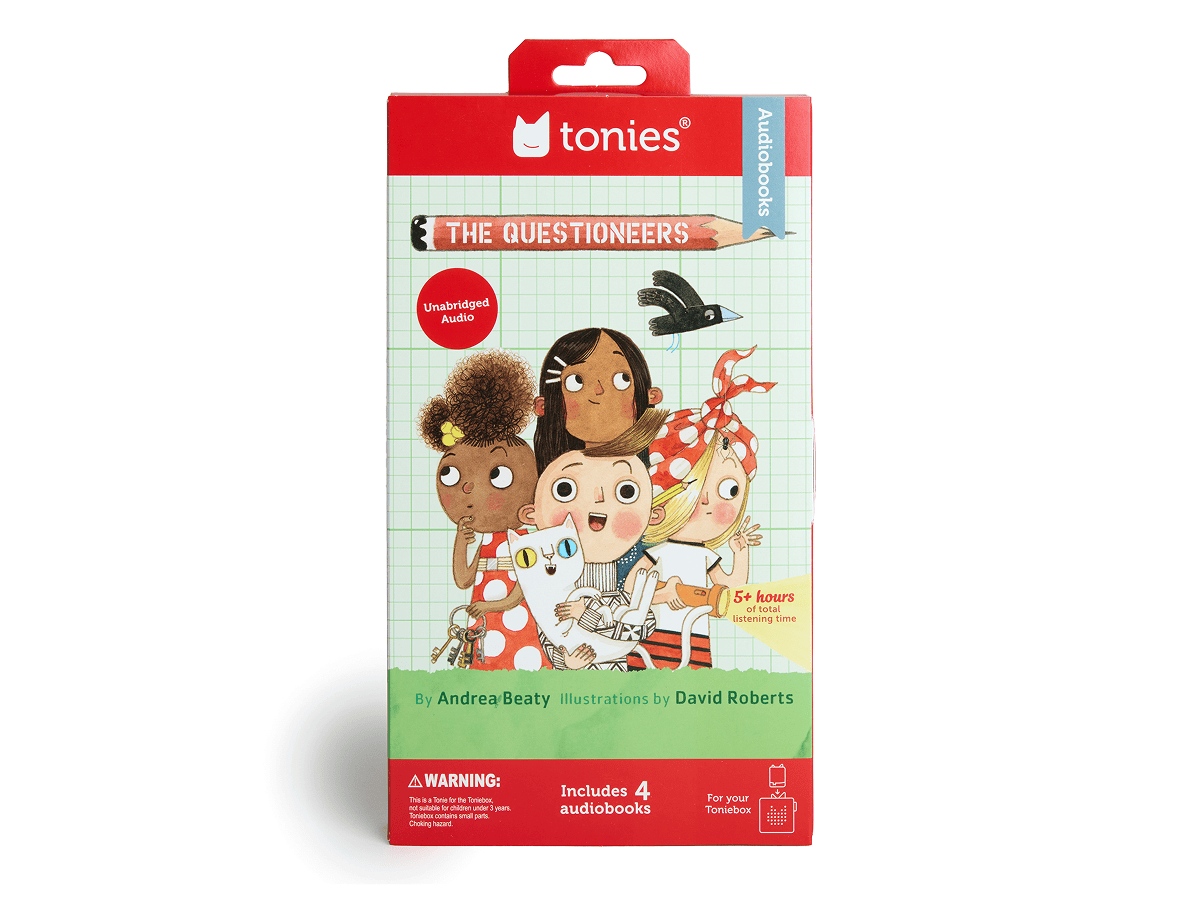Front view of Questioneers Audiobook Tonies - 4 Pack Packaging