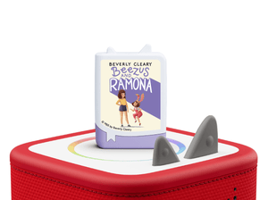 ramona audiobook tonies on a red Toniebox 2 ready to play audio stories and songs