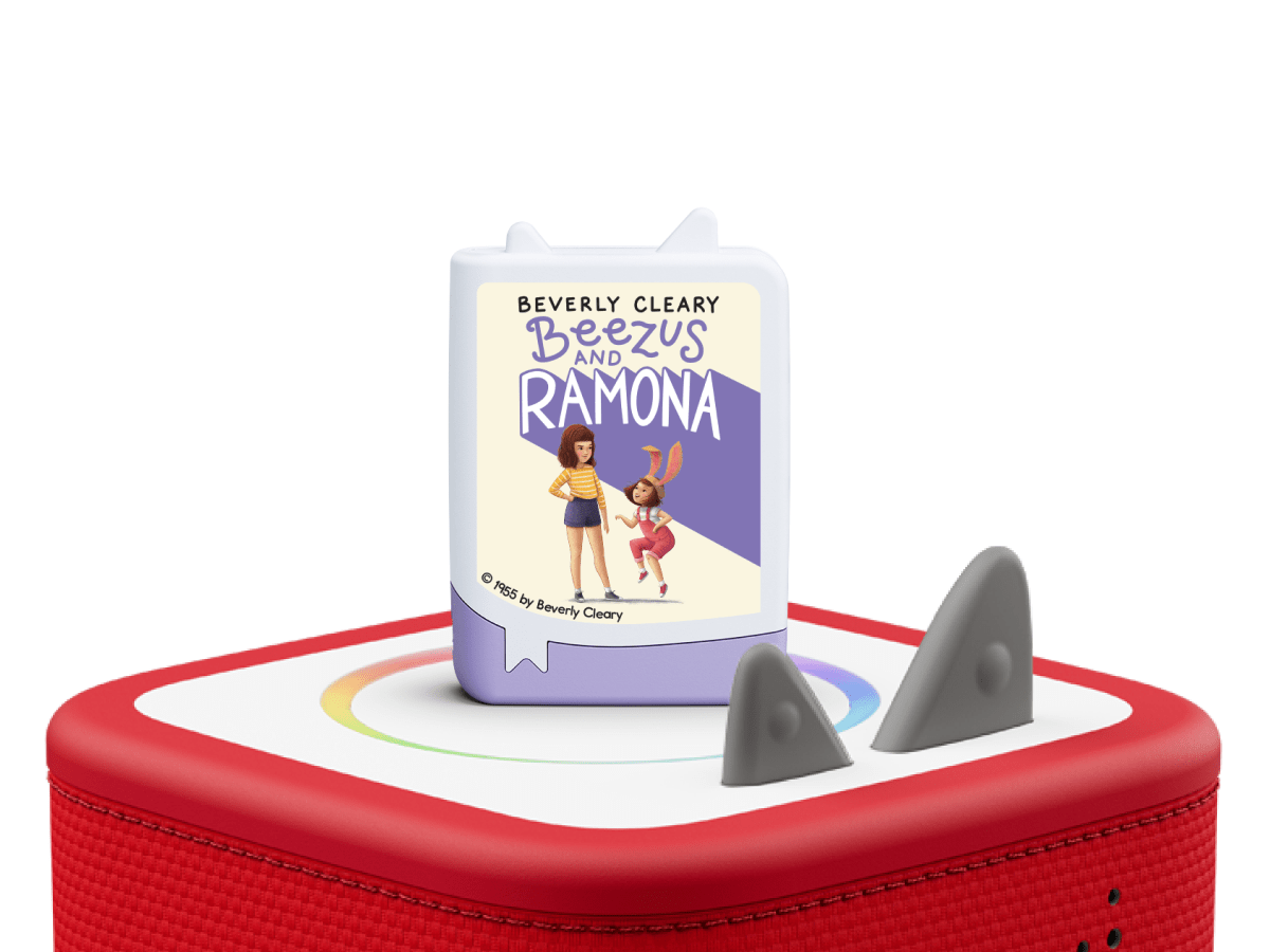 ramona audiobook tonies on a red Toniebox 2 ready to play audio stories and songs
