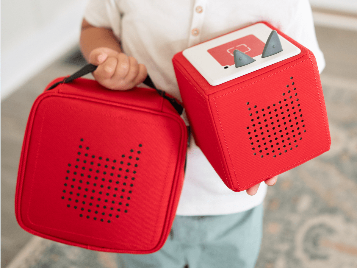Child Holding Tonies Carrying Case