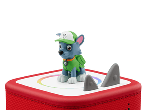 Rocky Tonie on a red Toniebox 2 ready to play audio stories and songs