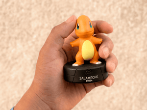 child holding a french pokemon Tonie Salamèche