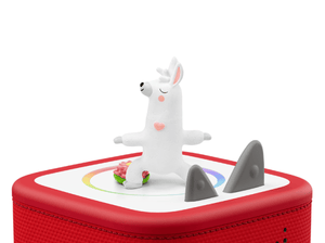 Yoga Tonie on a red Toniebox 2 ready to play audio stories and songs