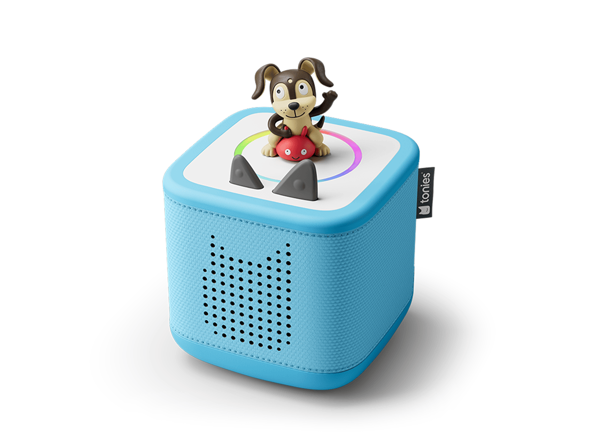 Sky Blue Toniebox 2, an audio player for kids with Playtime Puppy audio figurine