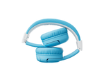 sky blue bluetooth headphones for kids in folded position