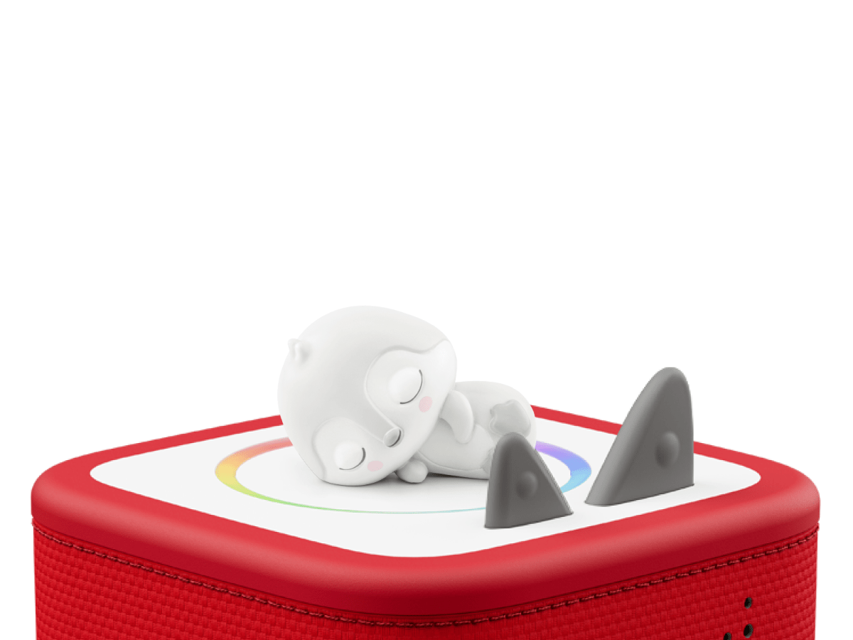Sleepy Penguin: White Noise from the Ocean Tonie on a Red Toniebox