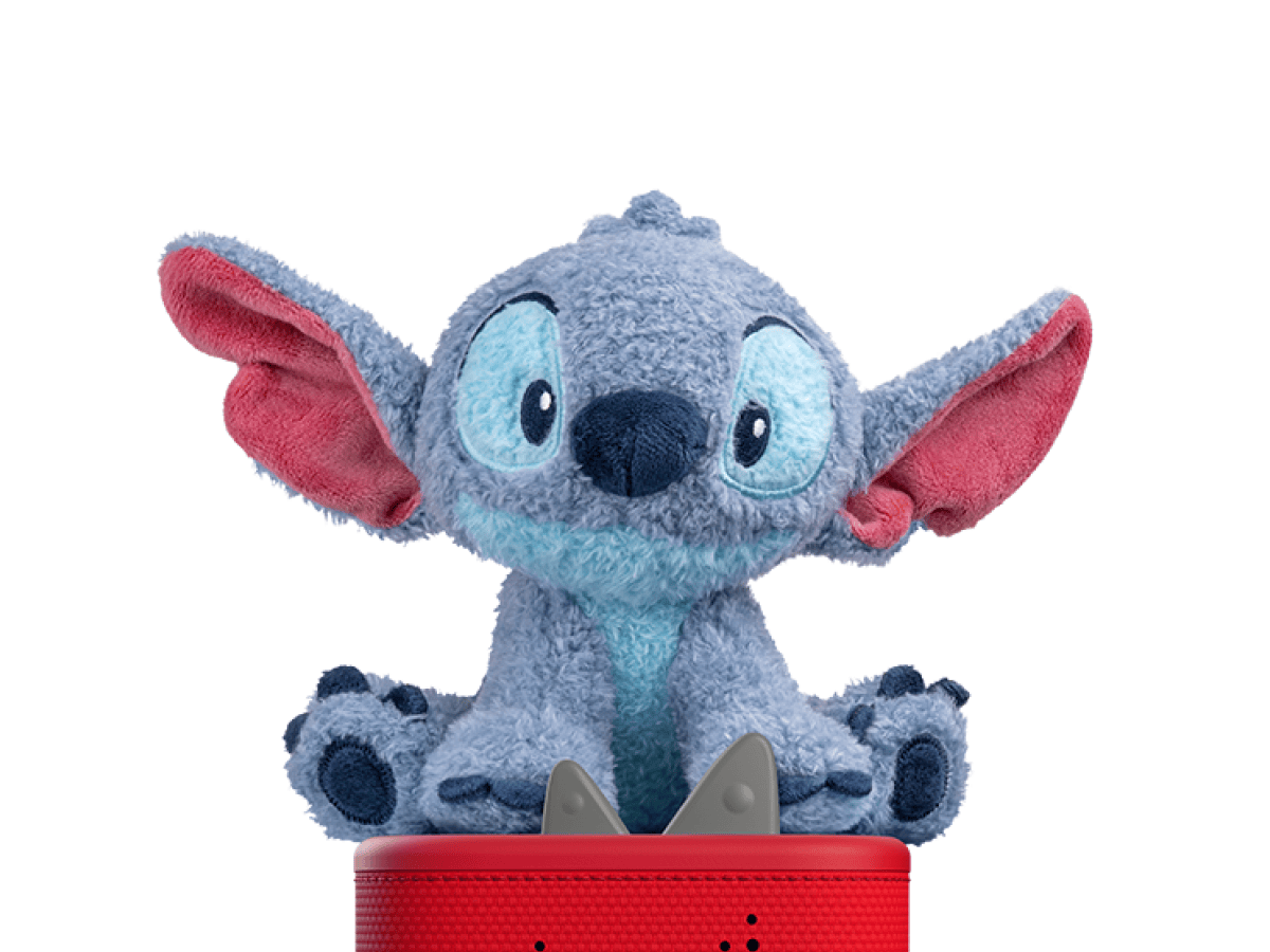 Cuddle Tonie-Disney Lilo & Stitch Tonie on a red Toniebox 2 ready to play audio stories and songs